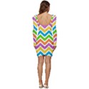 Chevron Pattern Design Texture Women Long Sleeve Ruched Stretch Jersey Dress View4