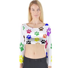 Pawprints Paw Prints Paw Animal Long Sleeve Crop Top