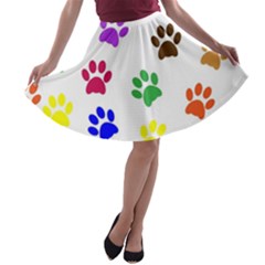 Pawprints Paw Prints Paw Animal A-line Skater Skirt