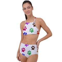 Pawprints Paw Prints Paw Animal Halter Tankini Set
