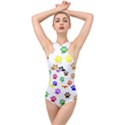 Pawprints Paw Prints Paw Animal Cross Front Low Back Swimsuit View1