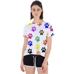 Pawprints Paw Prints Paw Animal Open Back Sport T-shirt