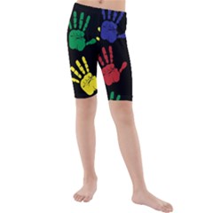 Handprints Hand Print Colourful Kids  Mid Length Swim Shorts