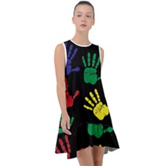 Handprints Hand Print Colourful Frill Swing Dress
