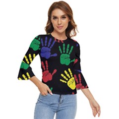 Handprints Hand Print Colourful Bell Sleeve Top