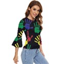 Handprints Hand Print Colourful Bell Sleeve Top View3