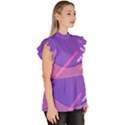 Colorful Labstract Wallpaper Theme Ruffle Collar Short Sleeve Chiffon Top View3