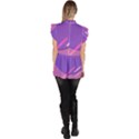 Colorful Labstract Wallpaper Theme Ruffle Collar Short Sleeve Chiffon Top View4