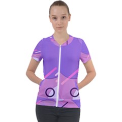Colorful Labstract Wallpaper Theme Short Sleeve Zip Up Jacket
