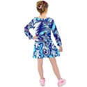 Trippy Dippy Bears Blue Dancing Greatful Dead Skull Steal Your Face Kids  Long Sleeve Velvet Dress View2