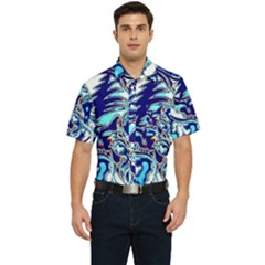 Trippy Dippy Bears Blue Dancing Greatful Dead Skull Steal Your Face Men s Short Sleeve Pocket Shirt 