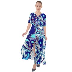Trippy Dippy Bears Blue Dancing Greatful Dead Skull Steal Your Face Waist Tie Boho Maxi Dress
