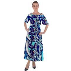 Trippy Dippy Bears Blue Dancing Greatful Dead Skull Steal Your Face Shoulder Straps Boho Maxi Dress 