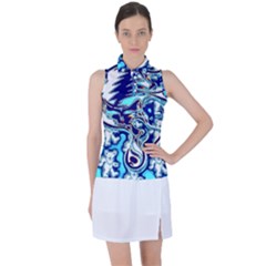 Trippy Dippy Bears Blue Dancing Greatful Dead Skull Steal Your Face Women s Sleeveless Polo T-shirt