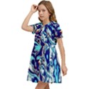 Trippy Dippy Bears Blue Dancing Greatful Dead Skull Steal Your Face Kids  Bow Tie Puff Sleeve Dress View3
