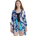 Trippy Dippy Bears Blue Dancing Greatful Dead Skull Steal Your Face Open Front 3/4 Sleeve Batwing Chiffon Cardigan Kimono View1