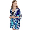 Trippy Dippy Bears Blue Dancing Greatful Dead Skull Steal Your Face Open Front 3/4 Sleeve Batwing Chiffon Cardigan Kimono View2
