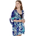 Trippy Dippy Bears Blue Dancing Greatful Dead Skull Steal Your Face Open Front 3/4 Sleeve Batwing Chiffon Cardigan Kimono View3