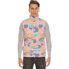 Ice Cream Donut Sweets Candie Men s High Neck Button Up Puffer Vest