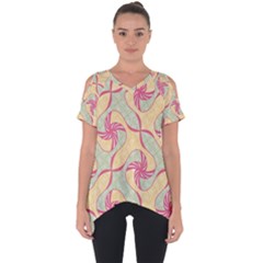 Abstract Pattern Design Scrapbooking Cut Out Side Drop T-shirt