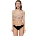 Abstract Pattern Design Scrapbooking Low Cut Ruffle Edge Bikini Top View1