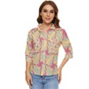 Abstract Pattern Design Scrapbooking Women s Quarter Sleeve Pocket Shirt View1
