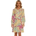 Abstract Pattern Design Scrapbooking Women s Round Neck Long Sleeve Bow Deco Dress View1