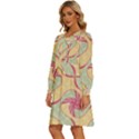 Abstract Pattern Design Scrapbooking Women s Round Neck Long Sleeve Bow Deco Dress View2