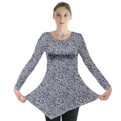 Blue Black Snake Pattern Long Sleeve Tunic 