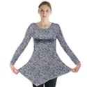 Blue Black Snake Pattern Long Sleeve Tunic  View1