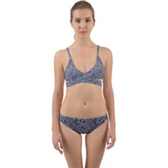 Blue Black Snake Pattern Wrap Around Bikini Set