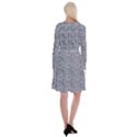 Blue Black Snake Pattern Long Sleeve Velvet Front Wrap Dress View2