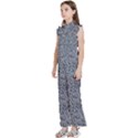 Blue Black Snake Pattern Kids  Sleeveless Ruffle Edge Band Collar Chiffon One Piece View2