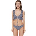 Blue Black Snake Pattern Low Cut Ruffle Edge Bikini Set View1