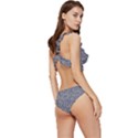 Blue Black Snake Pattern Low Cut Ruffle Edge Bikini Set View3
