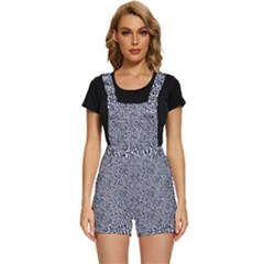 Blue Black Snake Pattern Short Overalls