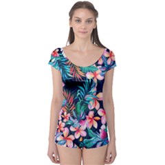 Hawaiian Flowers Hawaii Boyleg Leotard 