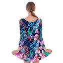 Hawaiian Flowers Hawaii Long Sleeve Velvet Skater Dress View2