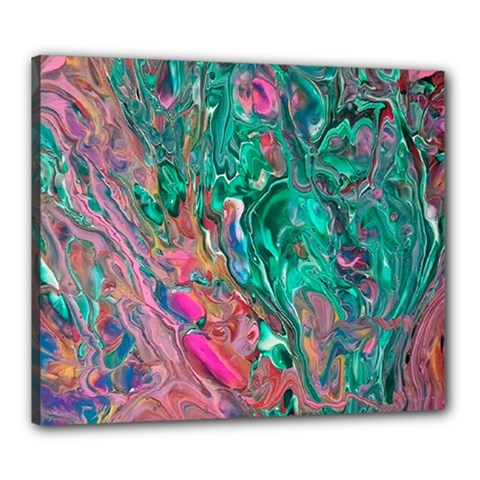 Green Pour Canvas 24  X 20  (stretched)