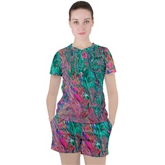 Green Pour Women s T-shirt And Shorts Set