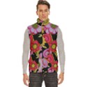 Mid Century Retro Floral 1970s 1960s Pattern 70 Men s High Neck Button Up Puffer Vest View1