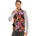 Mid Century Retro Floral 1970s 1960s Pattern 70 Men s High Neck Button Up Puffer Vest View2