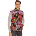 Mid Century Retro Floral 1970s 1960s Pattern 70 Men s High Neck Button Up Puffer Vest View3