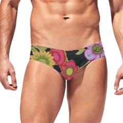 Mid Century Retro Floral 1970s 1960s Pattern 70 Men s Swim Brief