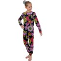 Mid Century Retro Floral 1970s 1960s Pattern 70 Kids  Long Sleeve Set  View1