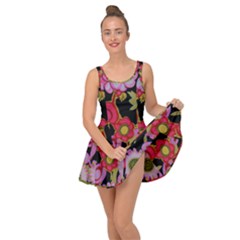 Mid Century Retro Floral 1970s 1960s Pattern 70 Inside Out Casual Dress