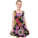 Mid Century Retro Floral 1970s 1960s Pattern 70 Kids  Cross Back Dress View1
