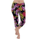 Mid Century Retro Floral 1970s 1960s Pattern 70 Lightweight Velour Capri Yoga Leggings View1
