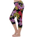 Mid Century Retro Floral 1970s 1960s Pattern 70 Lightweight Velour Capri Yoga Leggings View2
