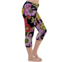 Mid Century Retro Floral 1970s 1960s Pattern 70 Lightweight Velour Capri Yoga Leggings View3
